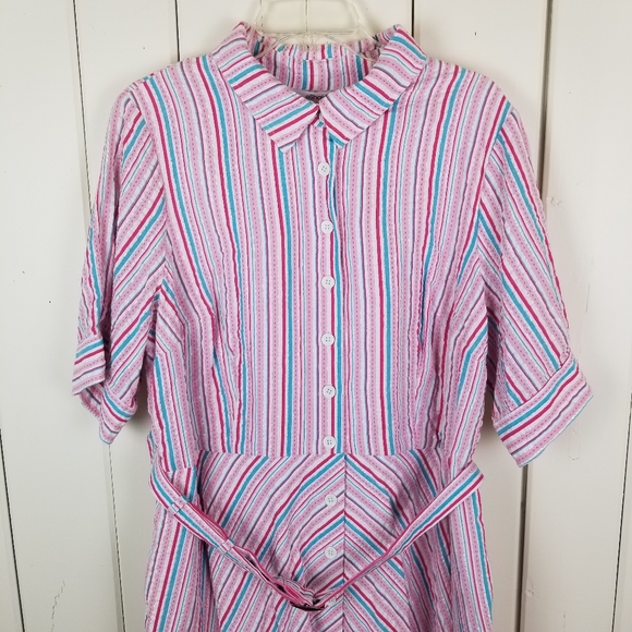 eshakti Dresses & Skirts - Eshakti Fit Flare Seersucker Candy Stripe Dress 2X